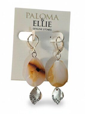 Paloma & Ellie Women's Genuine Stone Gold Plated Agate Earrings NWT
